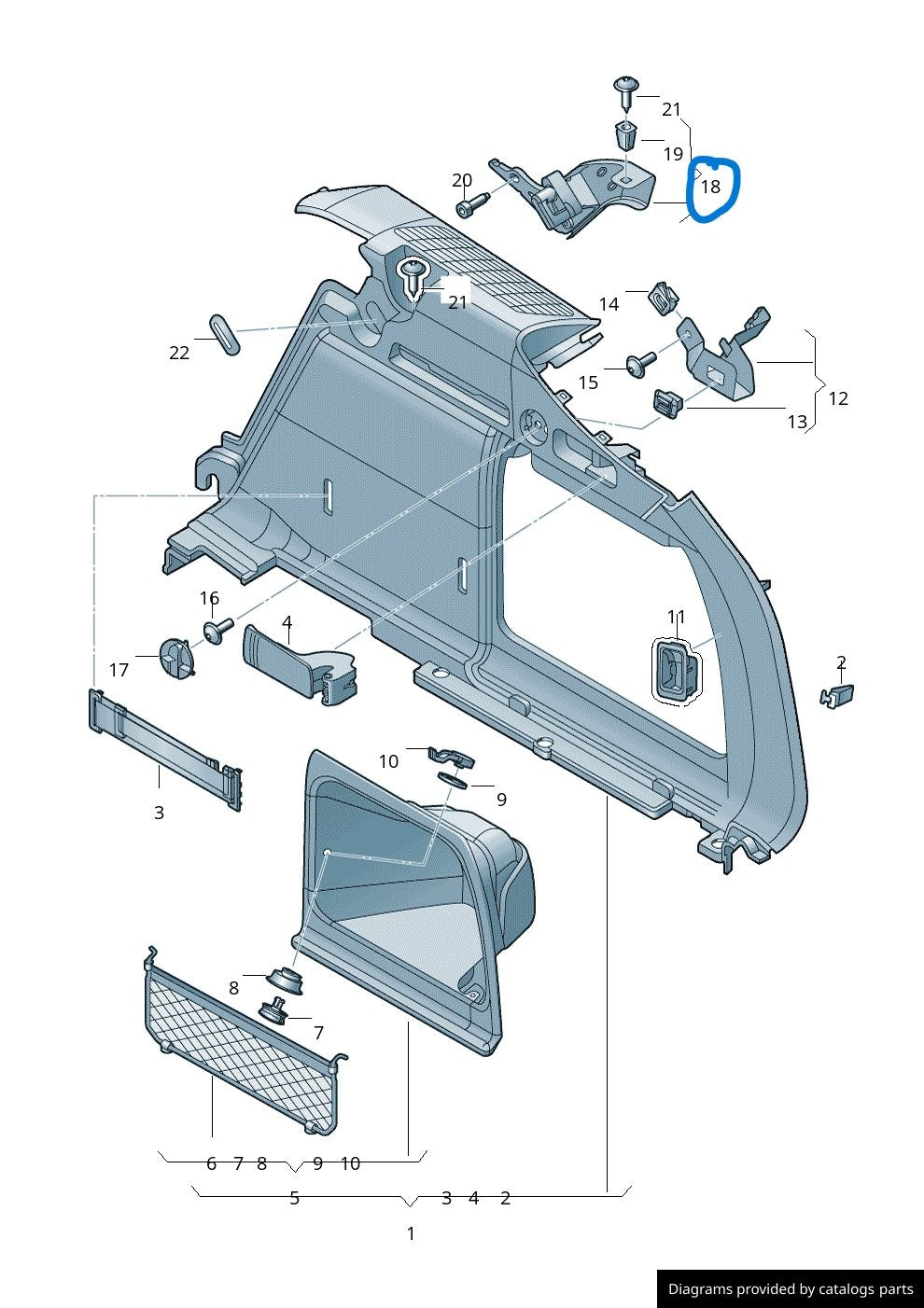 16-19 AUDI A4 B9 GENUINE Parcel shelf load cover mount bracket 8W9863583