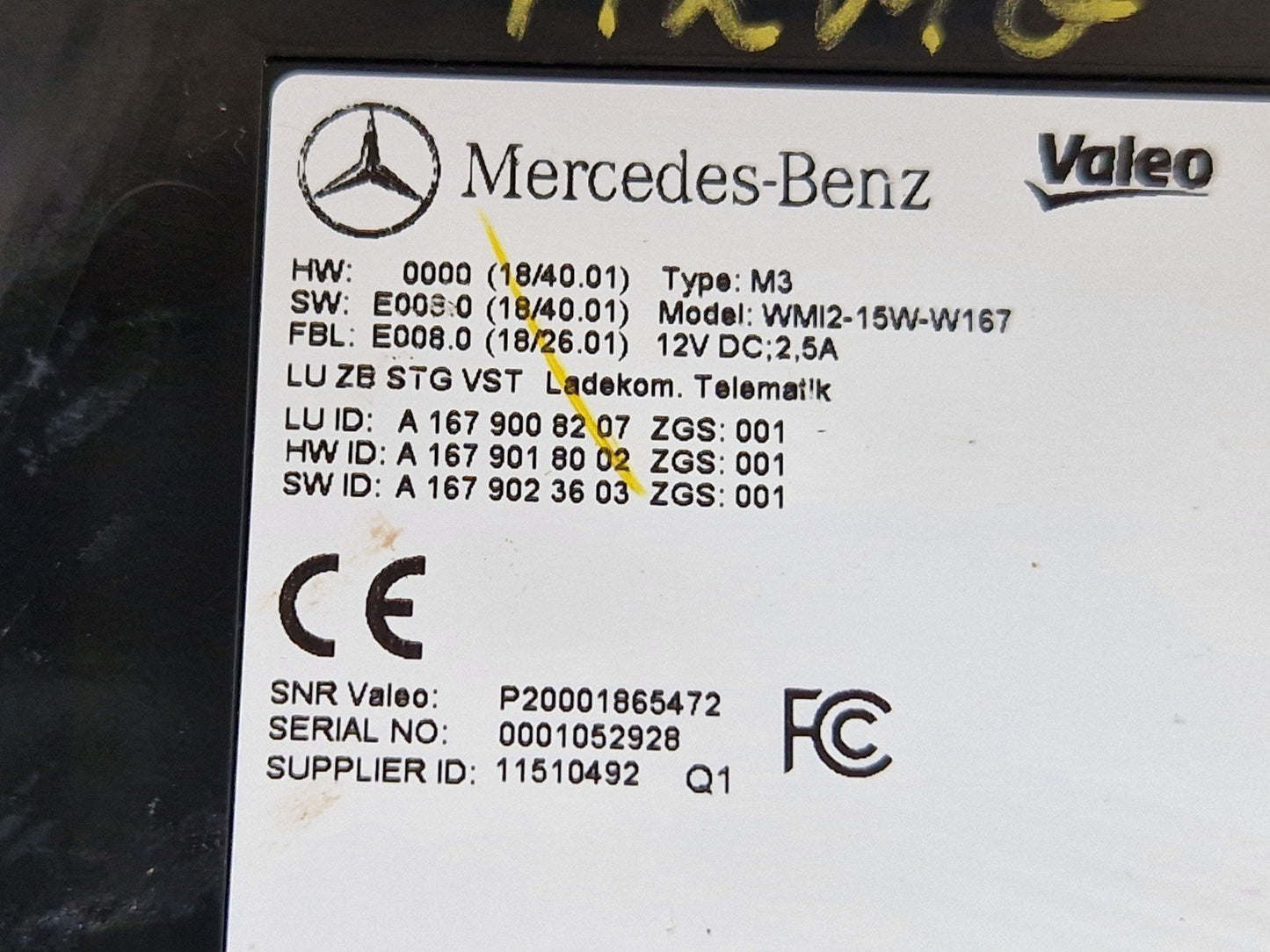 18-ON MERCEDES BENZ A CLASS W177 GENUINE TELEMATICS CONTROL MODULE A1679008207