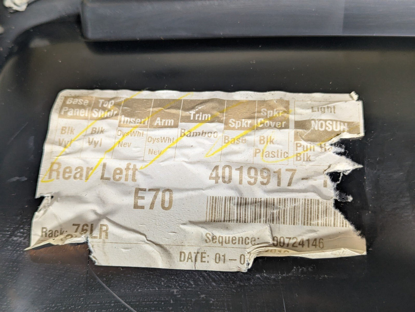 10-13 BMW X5 E70 LCI REAR LEFT N/S DOOR CARD TRIM PANEL