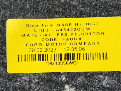 Ford Fiesta MK6 Hatchback Right Side Boot Panel Carpet Trim L1BB-A45422-CDW