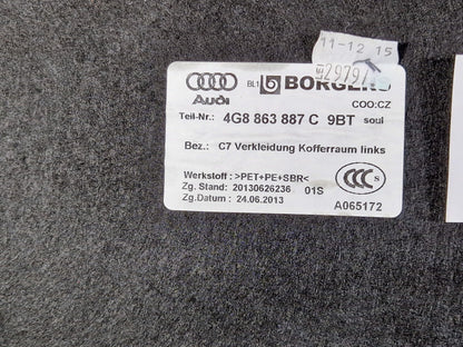15-18 AUDI A7 4G OEM LEFT SIDE TRUNK TRIM 4G8863887C