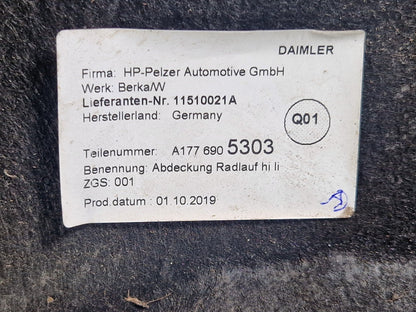 18-ON MERCEDES A CLASS W177 REAR LEFT N/S/R GENUINE WHEEL ARCH LINER A1776905303