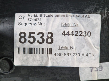12-18 AUDI A6 C7 PASSENGER LEFT SIDE B-PILLER INTERIOR TRIM 4G0867239A