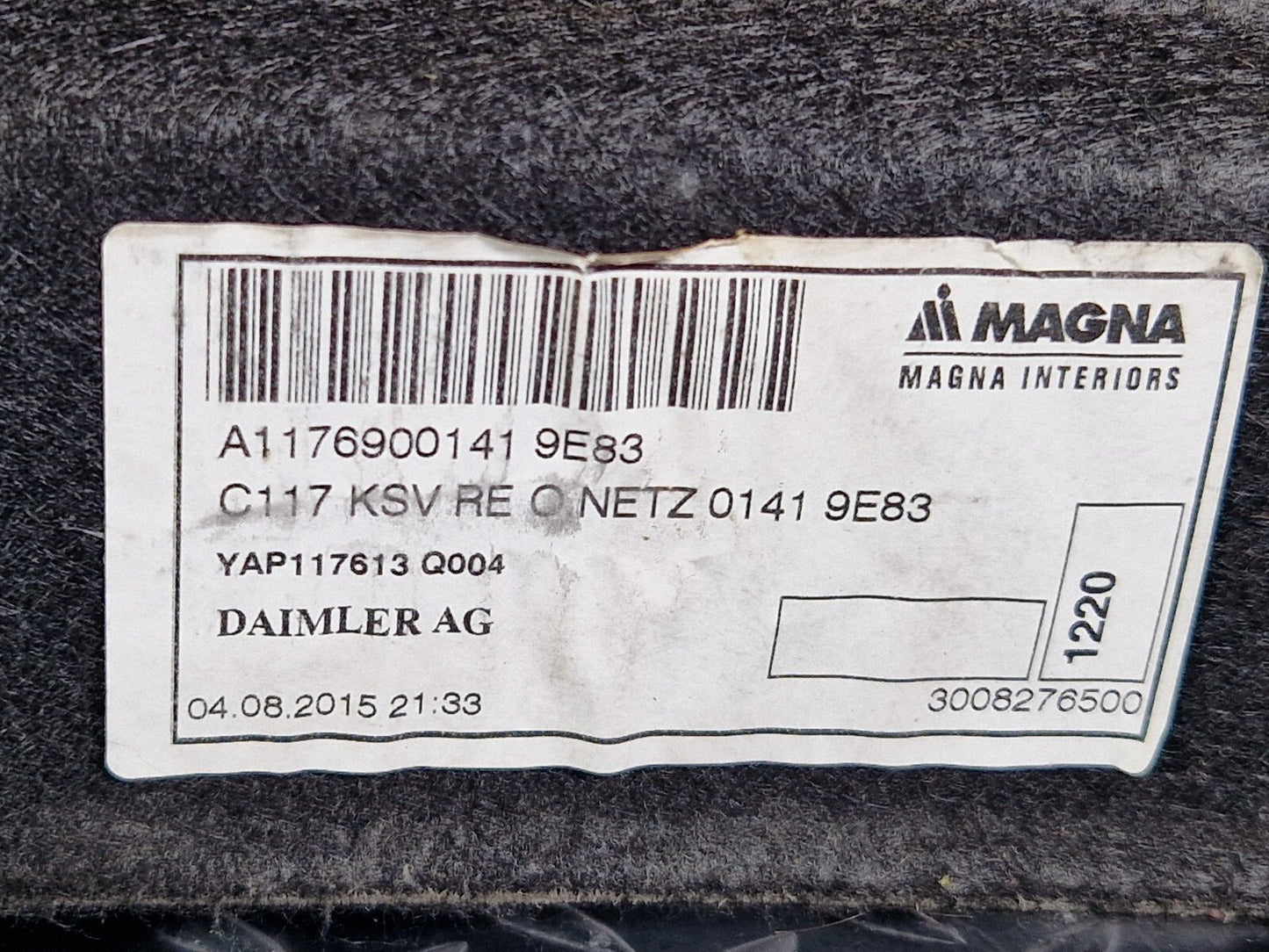 13-19 MERCEDES BENZ CLA C117 AMG GENUINE BOOT SIDE TRIM CARD RIGHT A1176900141