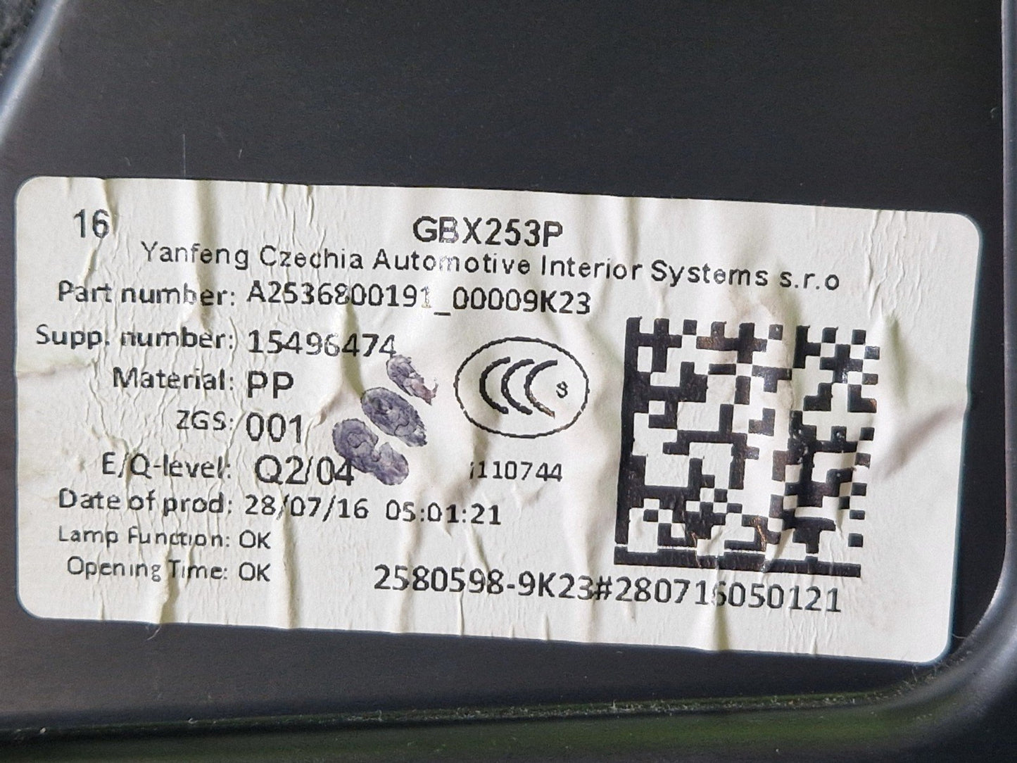 Mercedes-Benz GLC-Class X253 Glove Box A2536800191