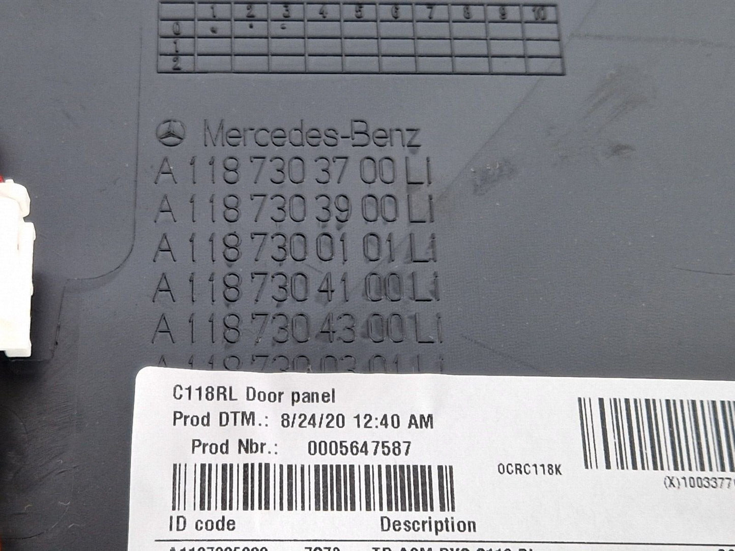 19-ON MERCEDES BENZ CLA C118 REAR LEFT N/S/R DOOR CARD PANEL BLASK LEATHER