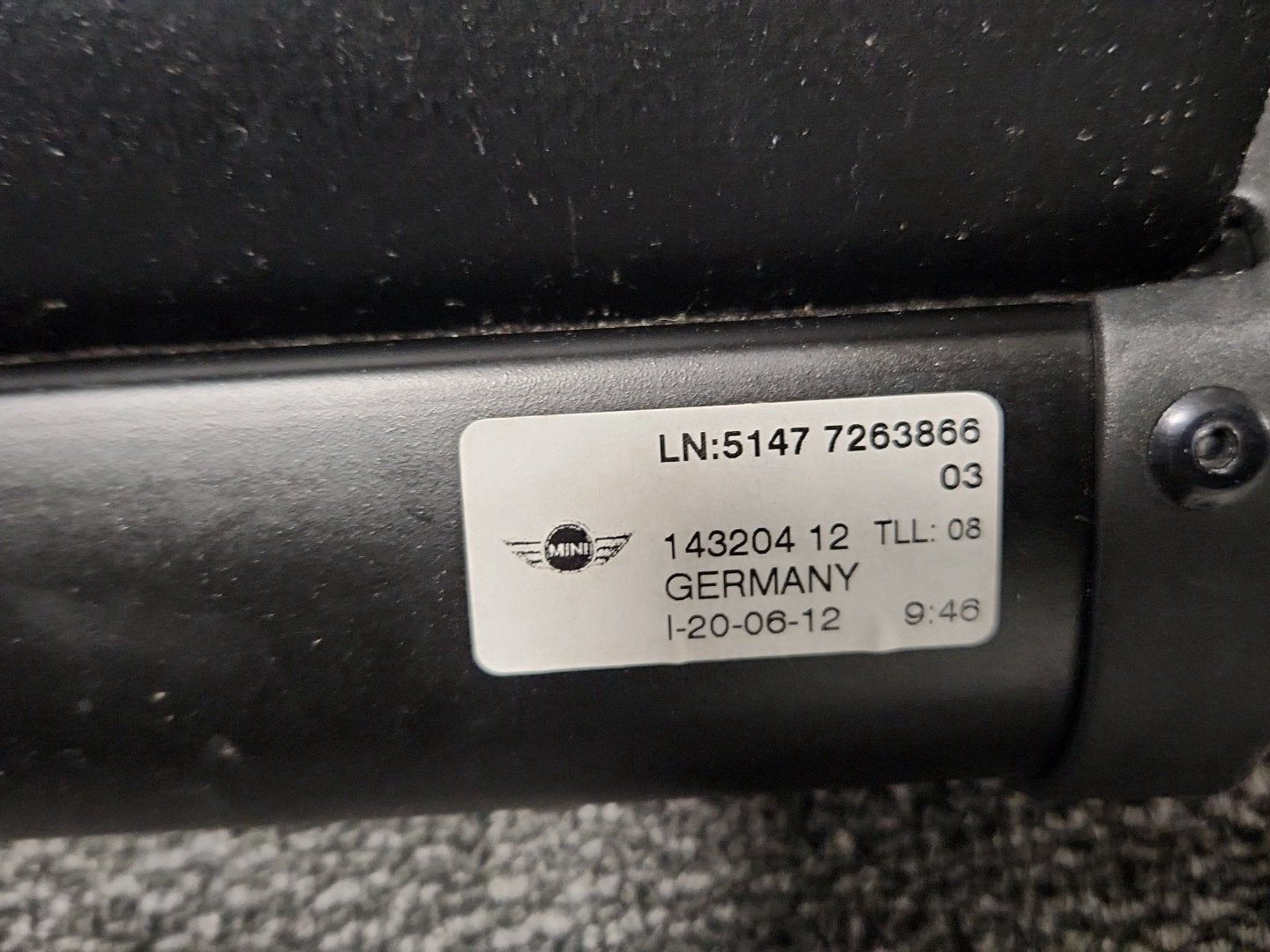 Mini Cooper Clubman R55 Estate Genuine Rear Parcel Shelf Load Cover 7263866