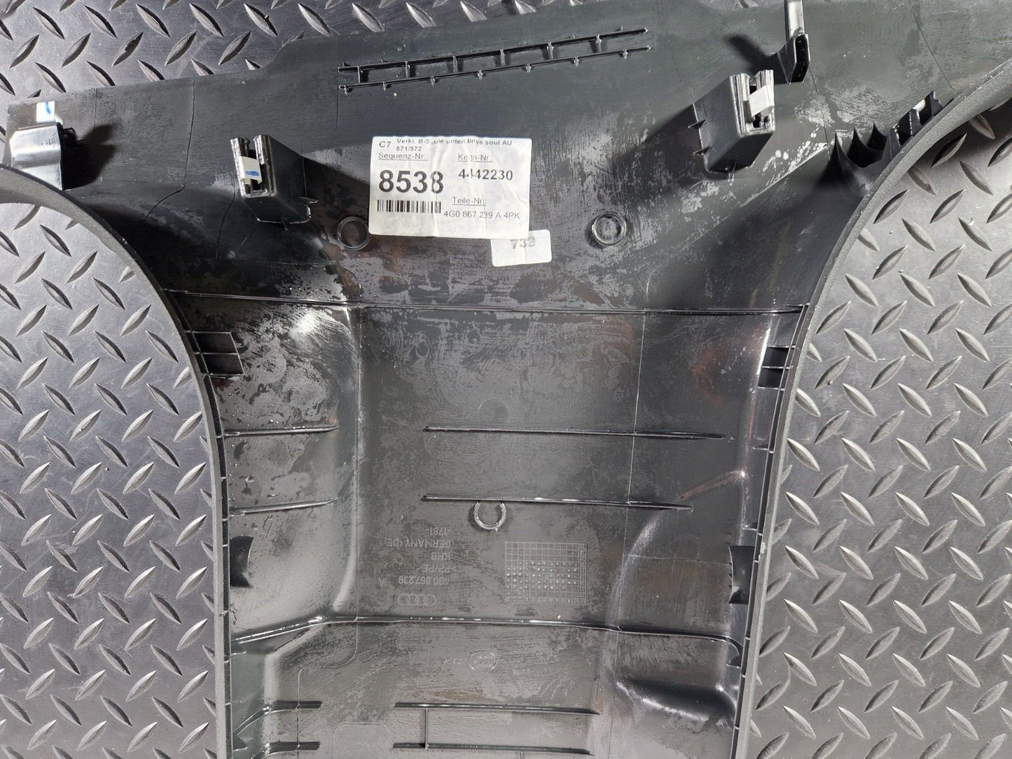 12-18 AUDI A6 C7 PASSENGER LEFT SIDE B-PILLER INTERIOR TRIM 4G0867239A