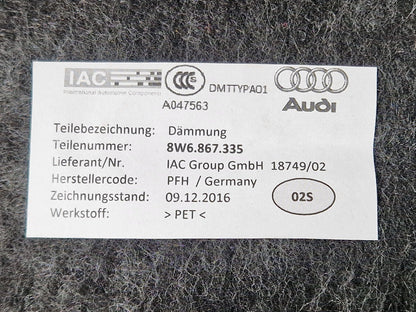 16-23 AUDI S5 A5 COUPE REAR LEFT N/S/R COMPLETE DOOR PANEL CARD 8W6867377