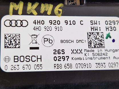 10-17 AUDI A8 4H INSTRUMENT CLUSTER SPEEDOMETER 4H0920910C