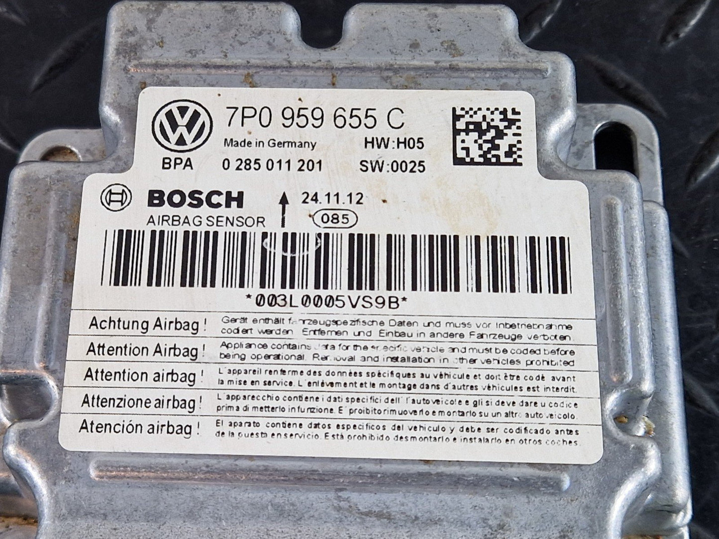 10-18 VW TOUAREG 7P GENUINE AIRBAG CONTROL MODULE ECU 7P0959655C