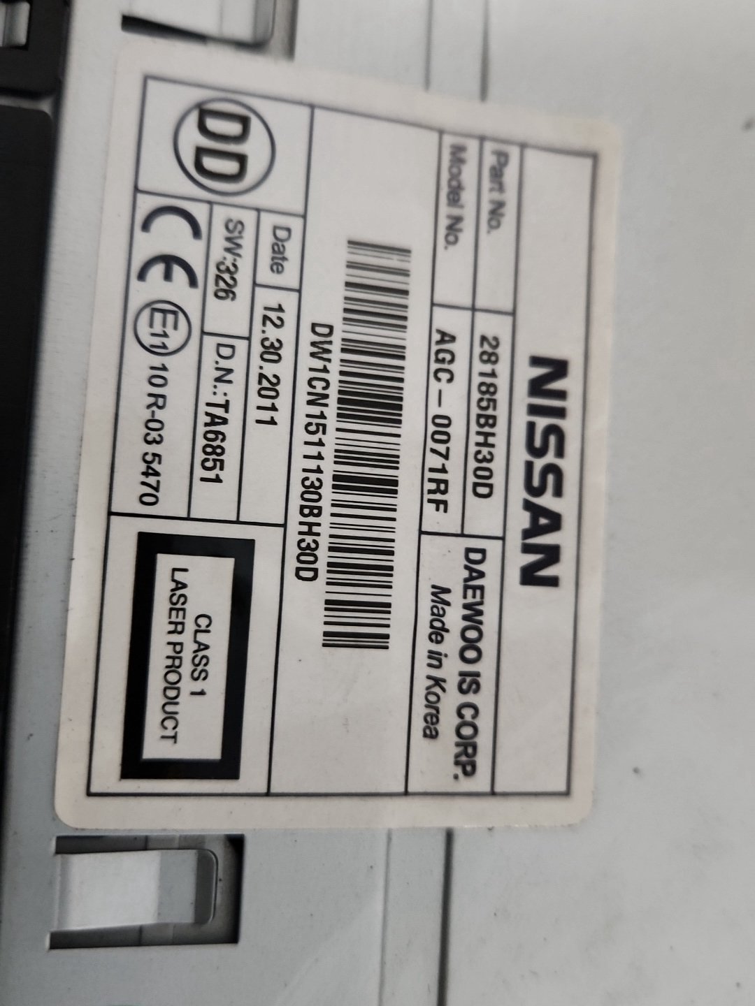 Nissan Qashqai MK1 FL (J10) Radio Stereo Display Screen Head Unit 28185BH30D