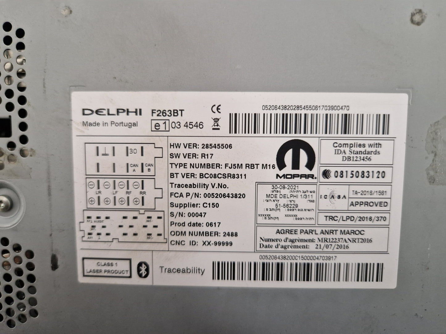 Fiat Doblo MK2 FL (263-1) Genuine Radio Stereo Switch Panel Head Unit 28252891