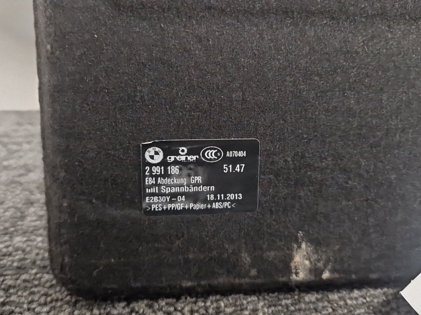 BMW X1 E84 SUV Genuine Rear Trunk Floor Boot Carpet Cover Liner 2991186