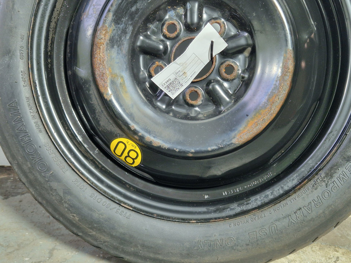 Toyota Prius MK3 (ZVW30) Hatchback 16" Spare Wheel with Tyre 135/80/16 ~4mm