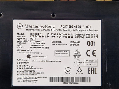 2018-ON MERCEDES BENZ SPRINTER W907 TELEMATICS MODULE CONTROL UNIT A2479004505