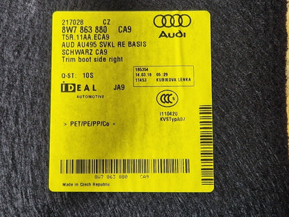 16-24 AUDI A5 F5 CONVERTIBLE REAR RIGHT TRUNK BOOT SIDE PNALE TRIM 8W7863880
