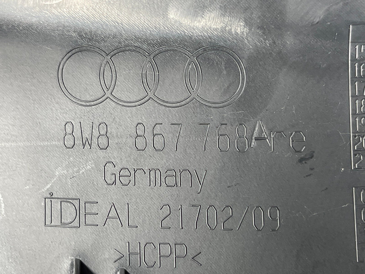 16-23 AUDI A5 F5 S-LINE REAR RIGHT INTERIOR INNER SILL COVER TRIM 8W8867768A