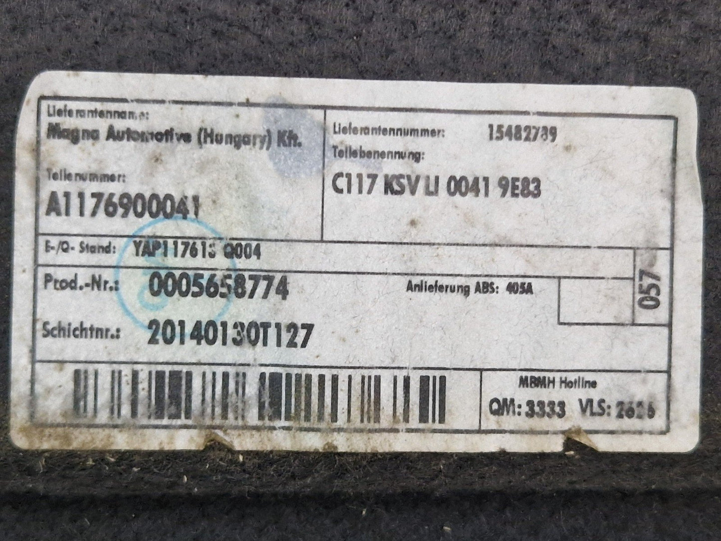 MERCEDES CLA SALOON C117 REAR LEFT PASSENGER SIDE TRUNK TRIM COVER A1176900041