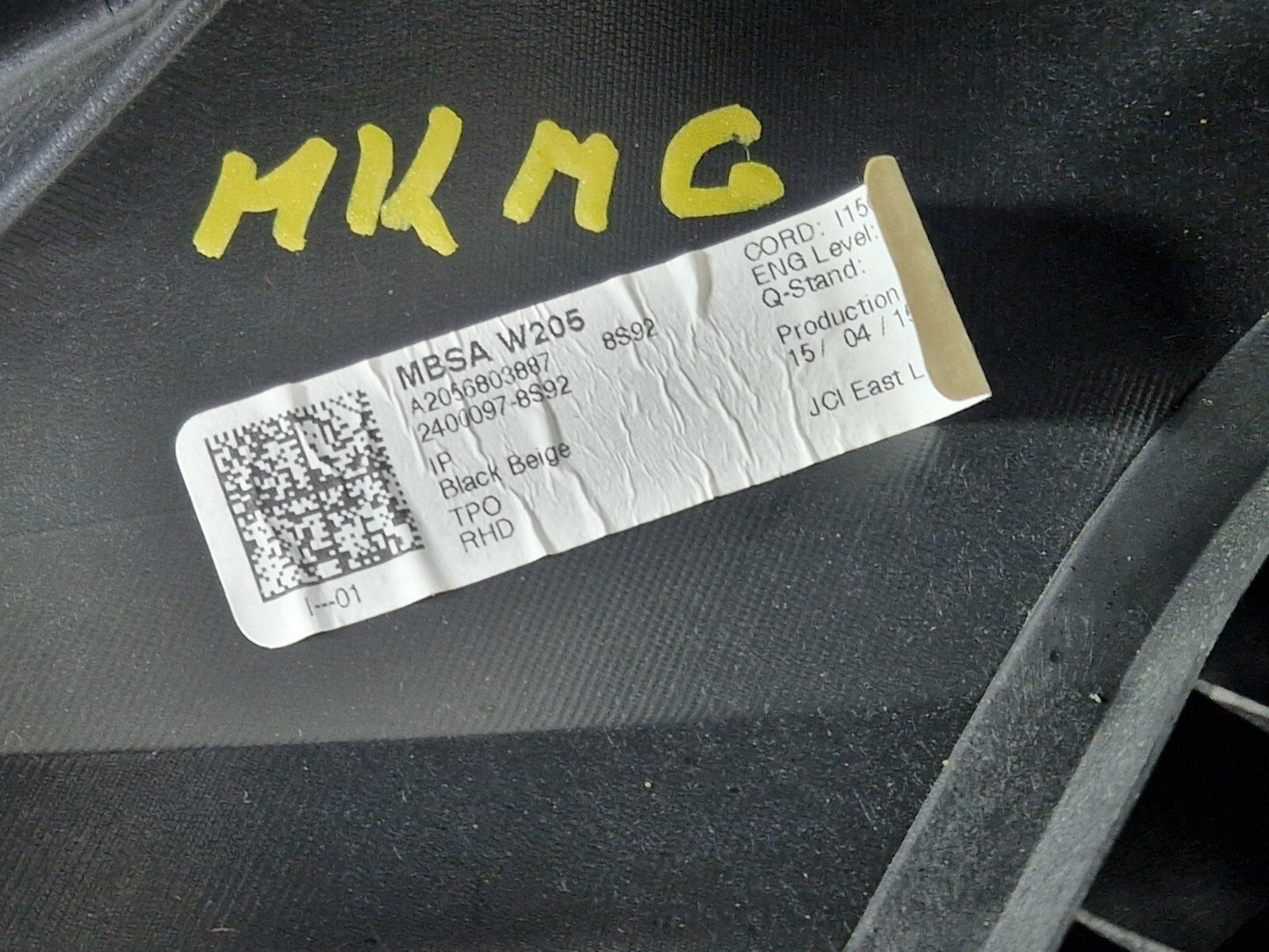 14-21 MERCEDES-BENZ C-CLASS C250D W205 DASHBOARD ASSEMBLY & A!R BAG A2056803887