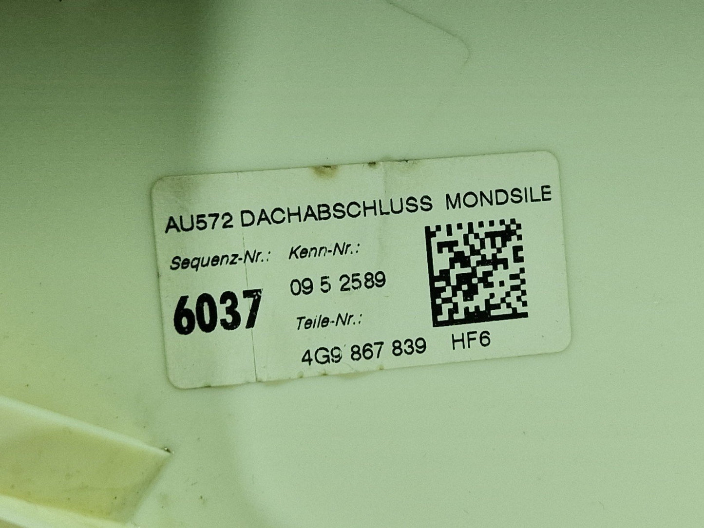 12-18 AUDI A6 C7 GENUINE REAR ROOF TRIM 4G9867839