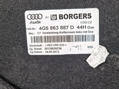 12-18 AUDI A6 C7 GENUINE REAR LEFT SIDE BOOT PANEL COVER 4G5863887D
