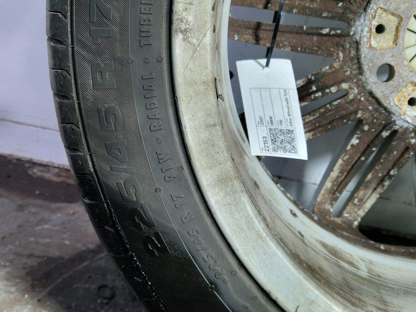 BMW 116i E87 17" Alloy Wheel with Tyre ~5mm 225/45/17