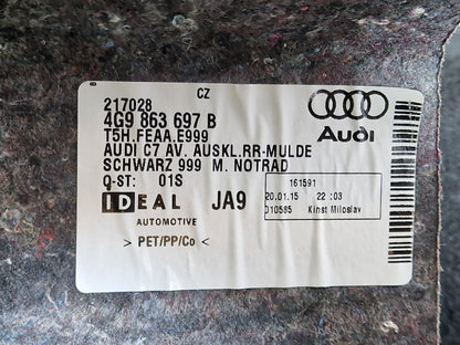 12-18 AUDI A6 C7 REAR BOOT FLOOR CARPET INSULATION TRIM 4G9863697B