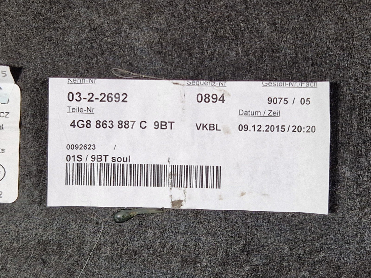 15-18 AUDI A7 4G OEM LEFT SIDE TRUNK TRIM 4G8863887C