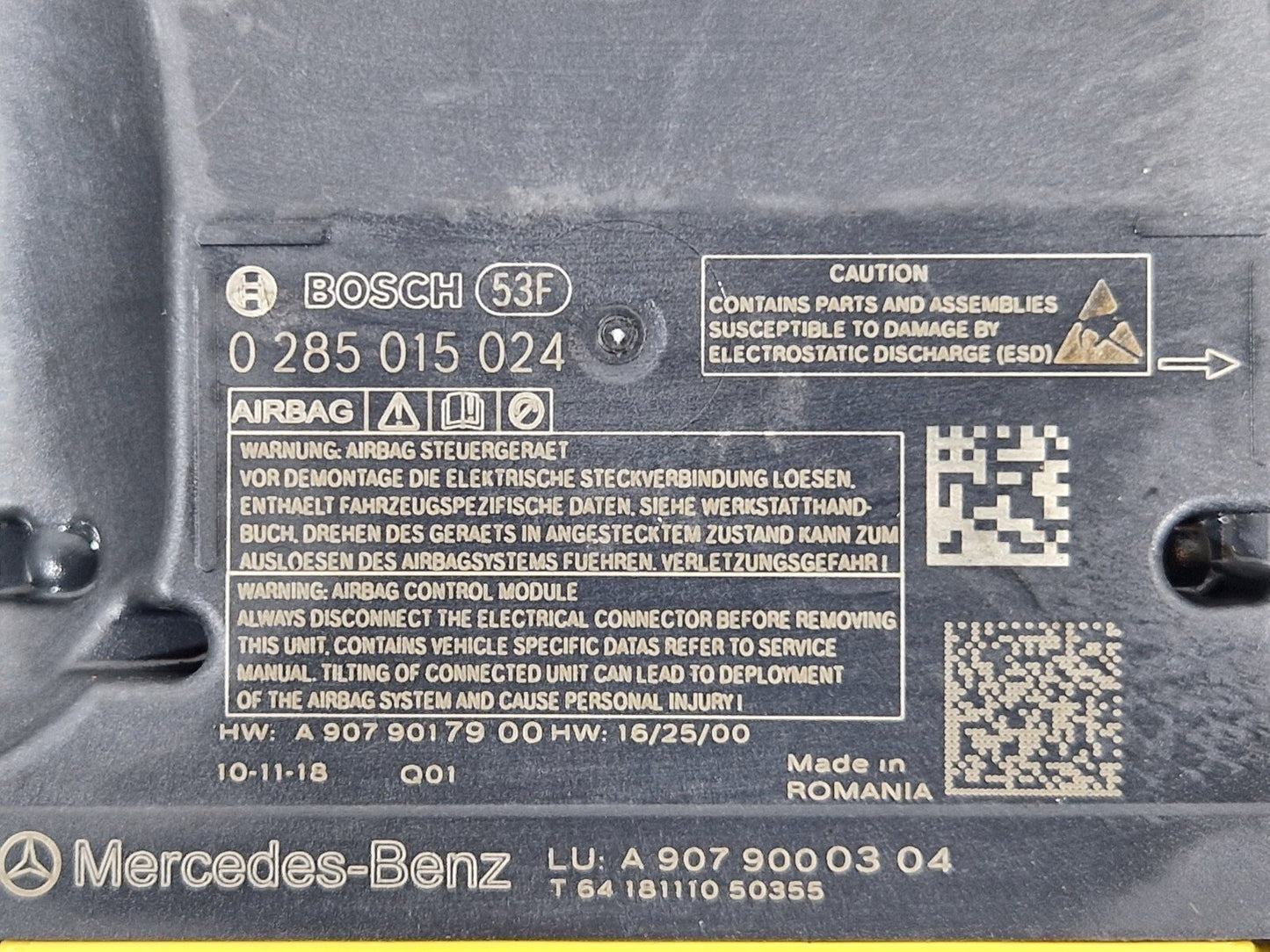MERCEDES BENZ SPRINTER W907 W910 SAFETY BAG MODULE SENSOR UNIT ECU A9079000304