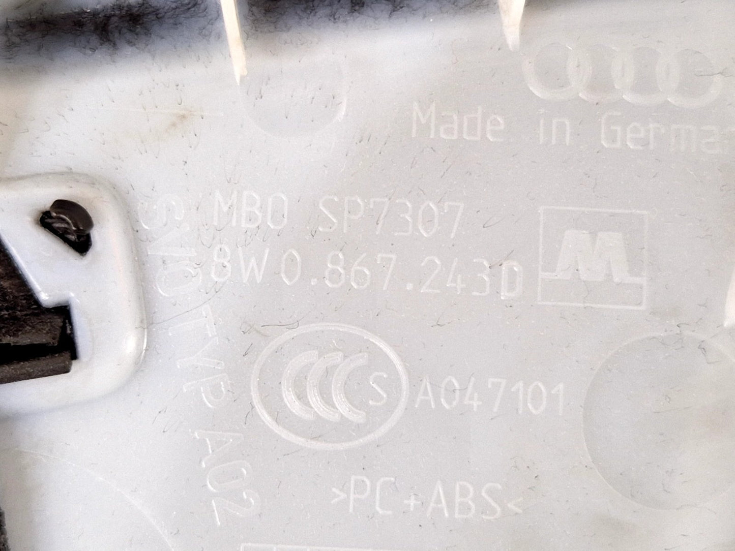 16-19 AUDI A4 B9 LEFT PASSENGER SIDE UPPER B PILLAR TRIM COVER PANEL 8W0867243D