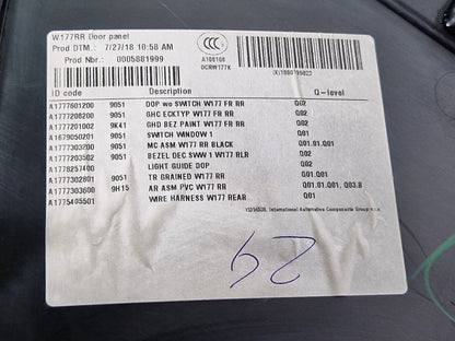 18-ON MERCEDES BENZ A CLASS W177 OEM REAR DRIVER SIDE RIGHT DOOR PANEL TRIM