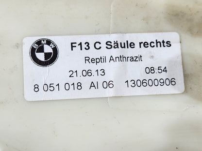11-18 BMW 6 SERIES F13 C PILLAR RIGHT O/S COVER TRIM PANEL 8051018