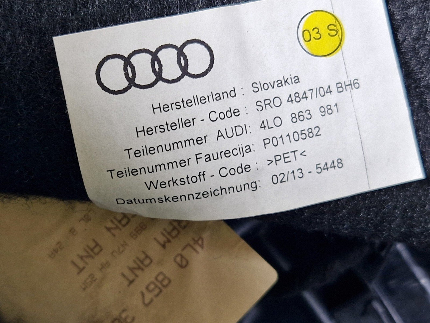 10-15 AUDI Q7 4L GENUINE OEM REAR RIGHT SIDE DOOR CARD 4L0867306B
