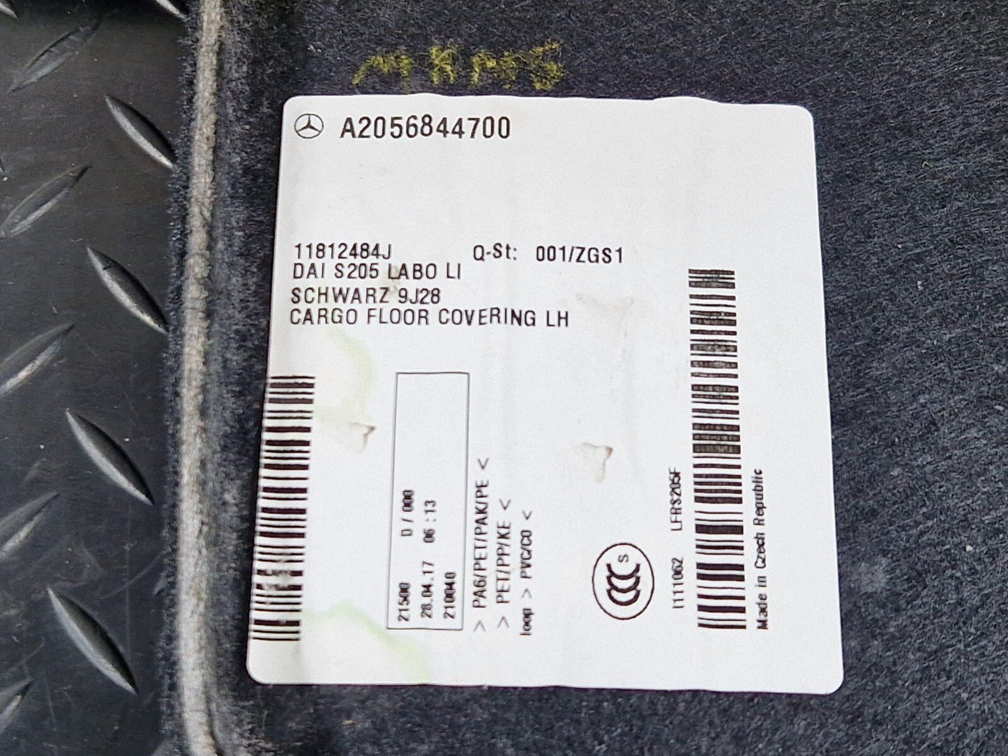 14-21 MERCEDES BENZ C300h W205 TRUNK TRIM BOOT COVER LEFT SIDE A2056844700
