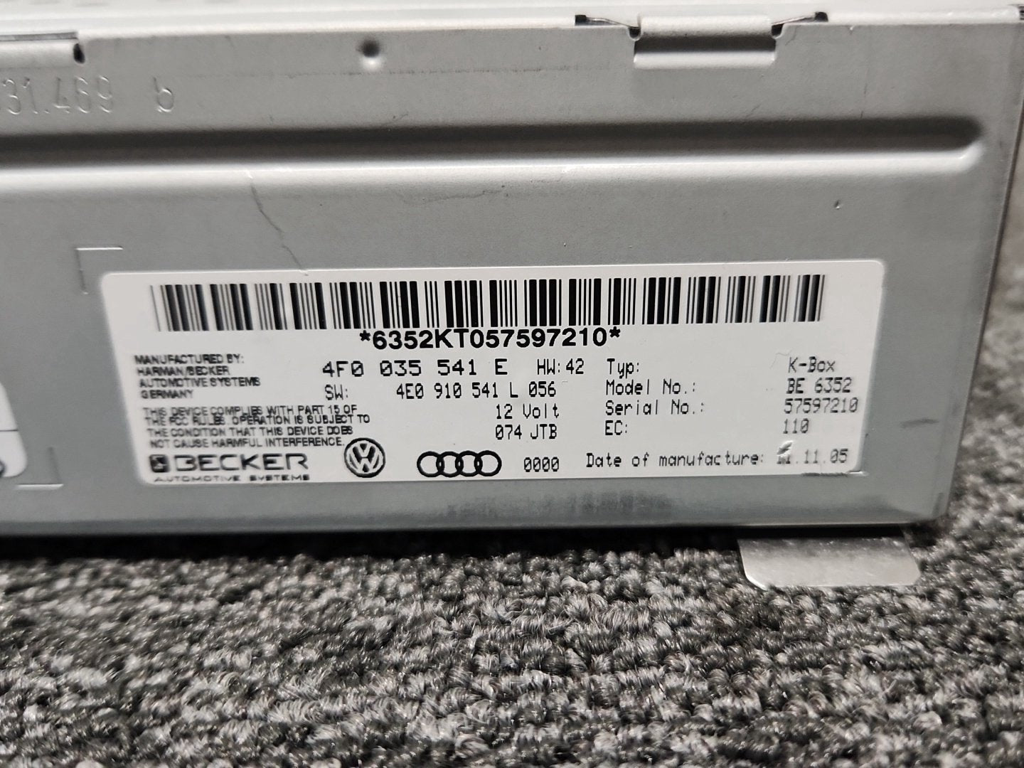 Audi A6 Quattro MK3 (4F) (C6) Genuine Radio Receiver Module Unit 4F0035541E