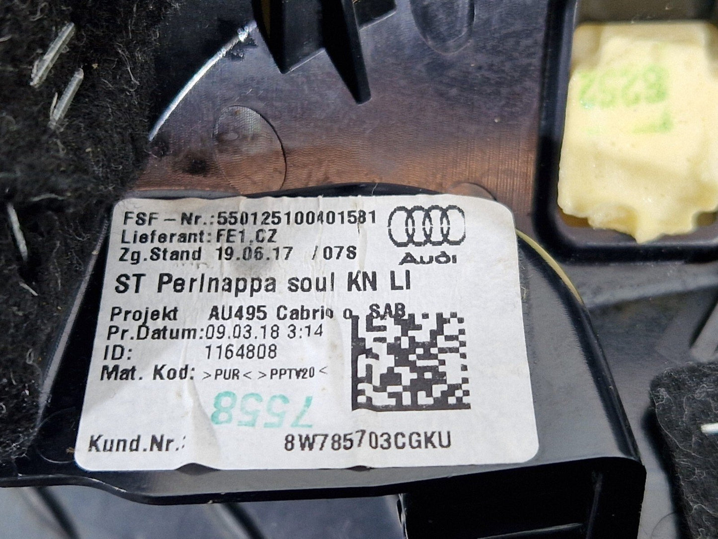 16-24 AUDI A5 F5 GENUINE AUDI A5 SEAT TRIM REAR LEFT 8W785703CGKU