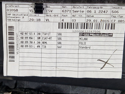 12-18 AUDI A6 C7 PASSENGER SIDE FRONT LEFT DOOR CARD PANEL 4G1867105 4G0837019
