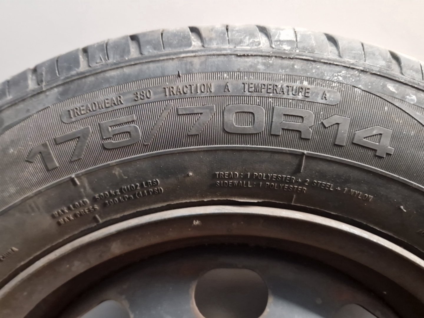 2013 Volkswagen Polo 6R MK5 14" Steel Wheel with Tyre 175/70/14 ~5mm 1J0601027P