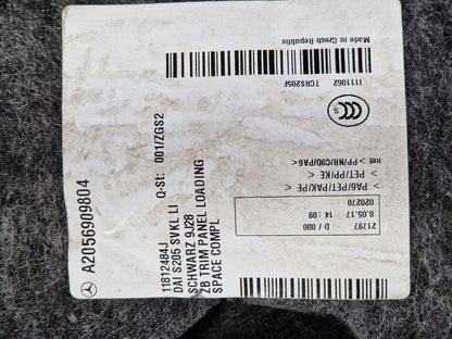 14-21 MERCEDES BENZ C300h W205 BOOT SIDE TRIM PANEL REAR LEFT A2056909804