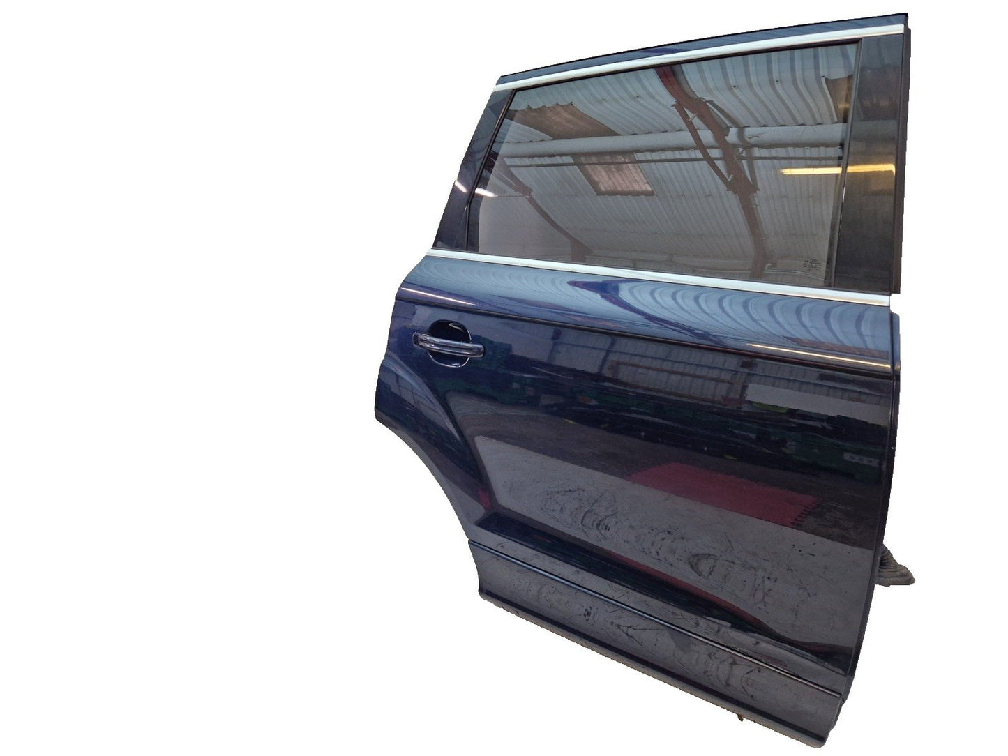 10-15 AUDI Q7 4L GENUINE REAR RIGHT DRIVER O/S/R COMPLETE DOOR IN BLUE (DAMAGED)