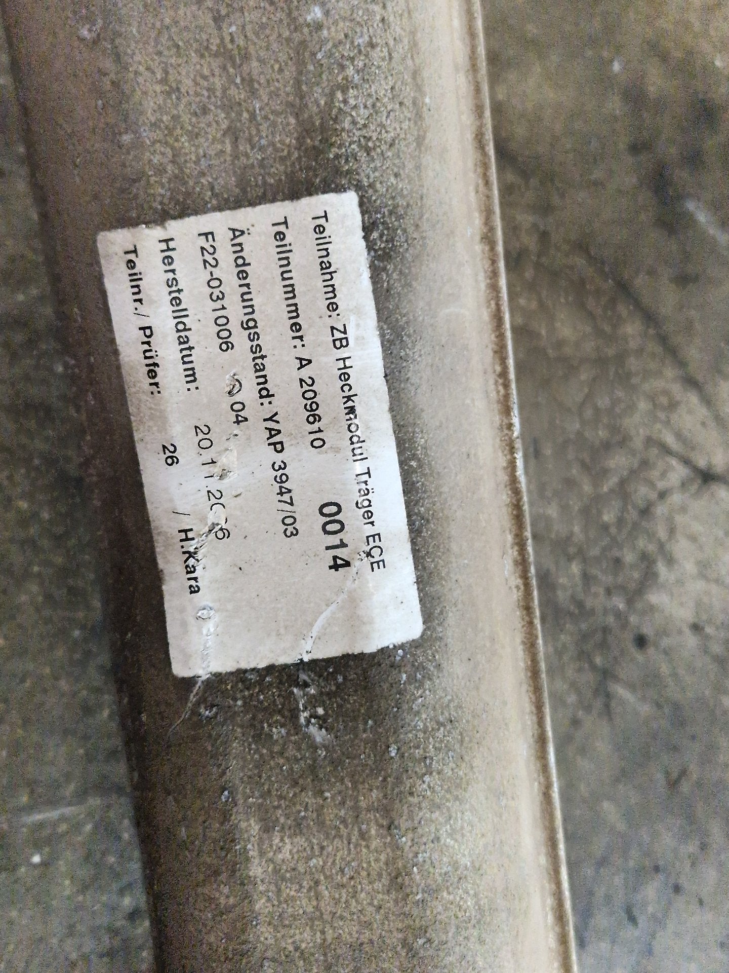 Mercedes CLK200 CLK-Class C209 Convertible Rear Bumper Reinforcement A2096100014