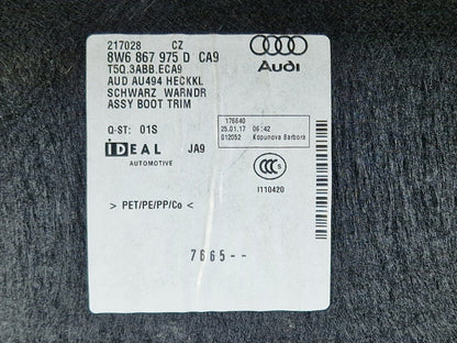 16-24 AUDI A5 F5 COUPE REAR LID TAILGATE BOOT TRUNK TRIM PANEL COVER 8W6867975D