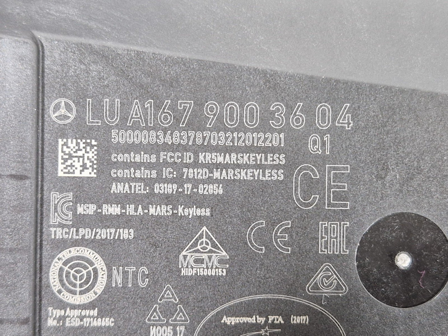 19-ON MERCEDES BENZ B CLASS W247 KEYLESS CONTROL MODULE ECU UNIT A1679003604