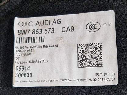 16-24 AUDI A5 F5 CONVERTIBLE REAR TRUNK BOOT COVER PANEL TRIM 8W7863573