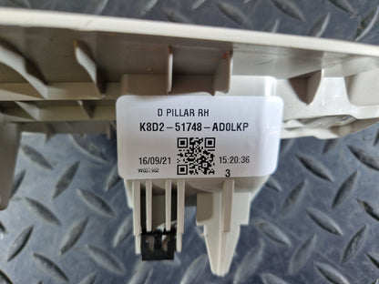 19-ON RANGE ROVER EVOQUE L551 REAR RIGHT SIDE O/S D-PILLAR TRIM K8D251748AD
