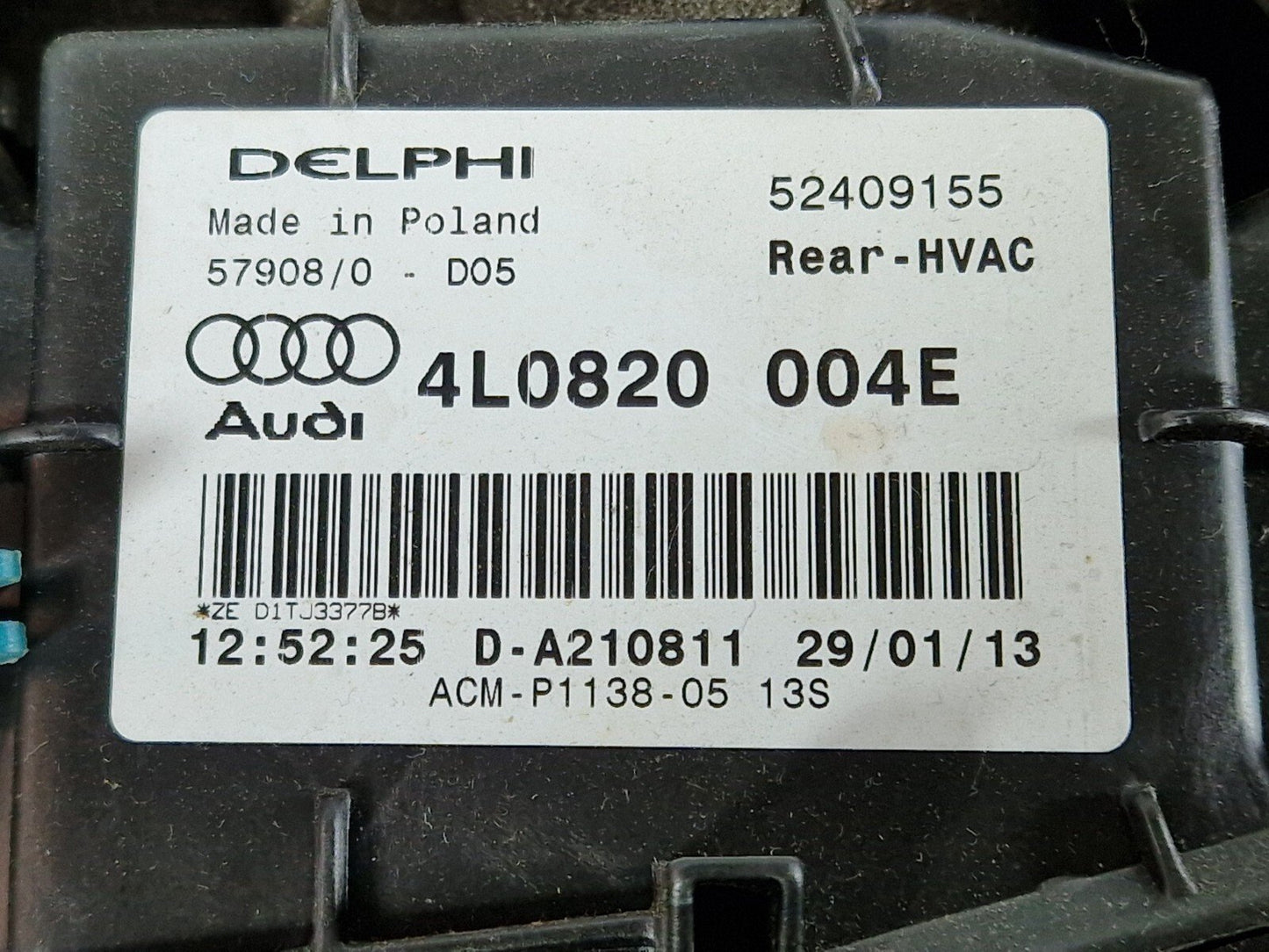 10-15 AUDI Q7 4L GENUINE INTERIOR REAR HEATER FAN BLOWER MOTOR BOX 4L0820004E
