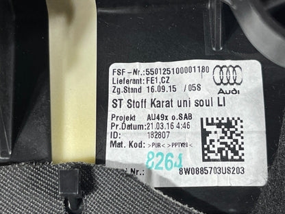 16-19 AUDI A4 B9 ESTATE GENUINE REAR LEFT PASSENGER SIDE CLOTH BOLSTER 8W0885703
