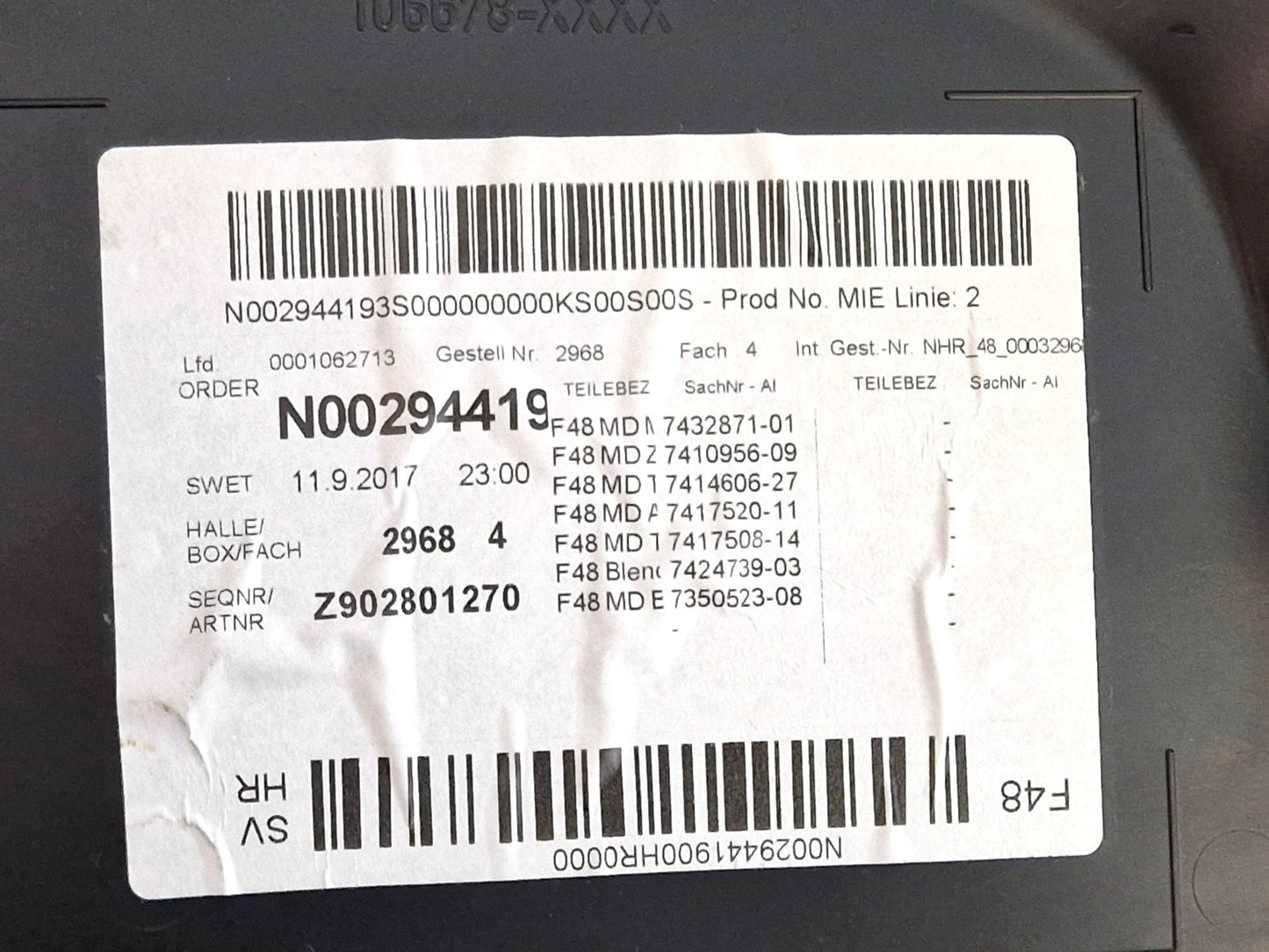16-22 BMW X1 F48 REAR RIGHT SIDE DOOR CARD PANEL IN BLACK
